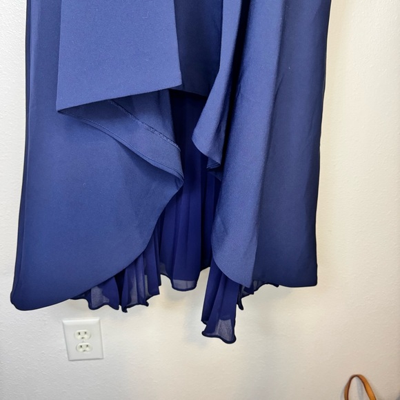 Kay Unger Begonia Ruffled ALine Midi-Dress Navy High Low Dress Sz8 Preppy - Picture 13 of 16